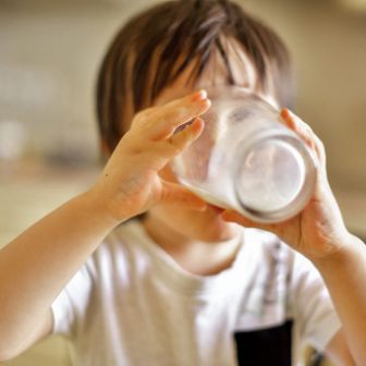 Stock - Boy drinking milk